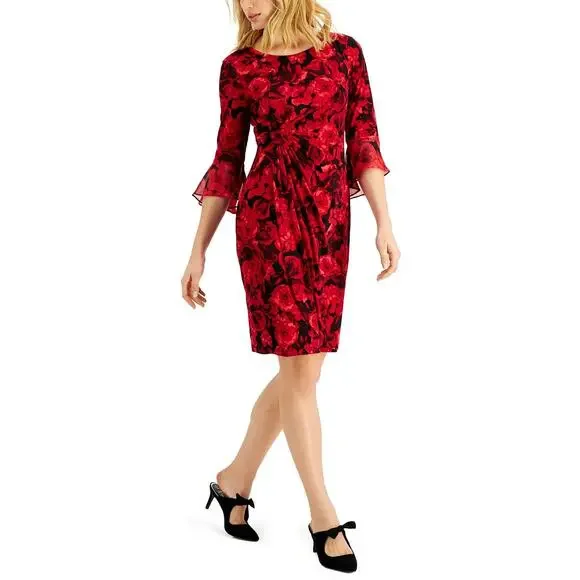 Connected Apparel Floral Print Fit & Flare Dress | 10P